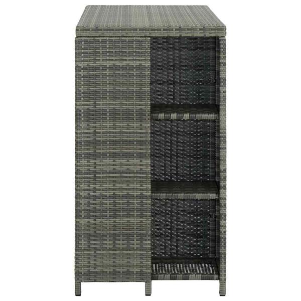 Bartisch mit Regal Grau 120x60x110 cm Poly Rattan