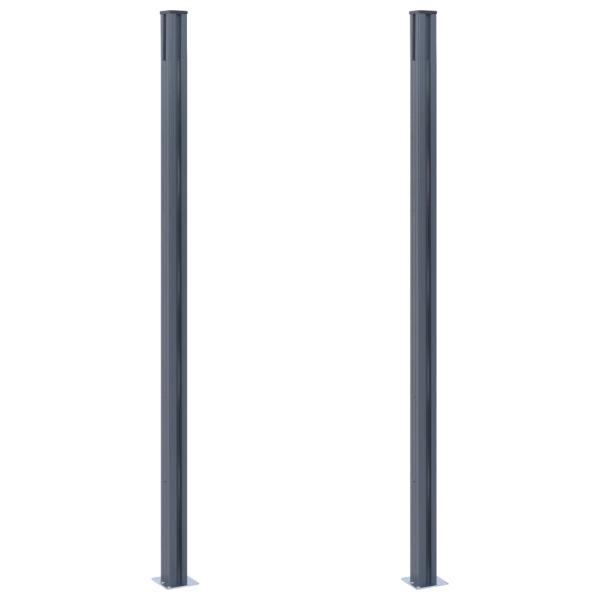 Zaunpfosten 2 Stk. Dunkelgrau 185 cm Aluminium