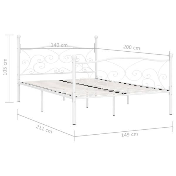 Bettgestell mit Lattenrost Weiß Metall 140 × 200 cm
