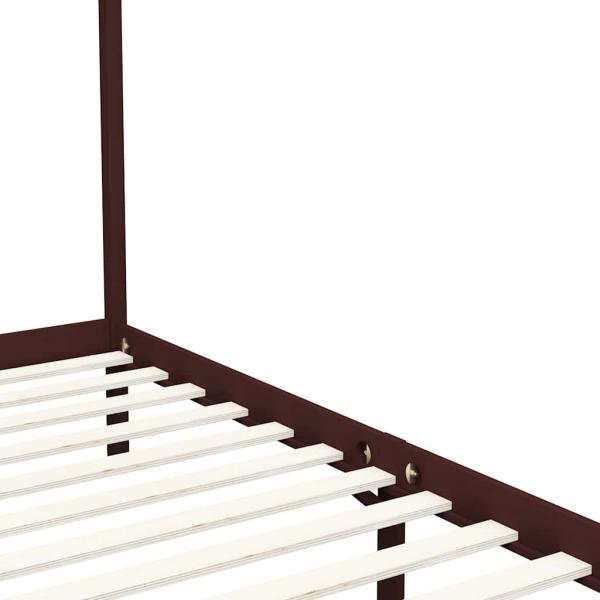 Himmelbett-Gestell Dunkelbraun Massivholz Kiefer 100 x 200 cm
