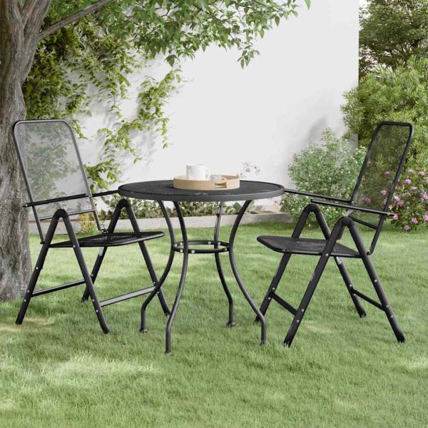 ARDEBO.de - Gartentisch Ø80x72 cm Streckmetall Anthrazit