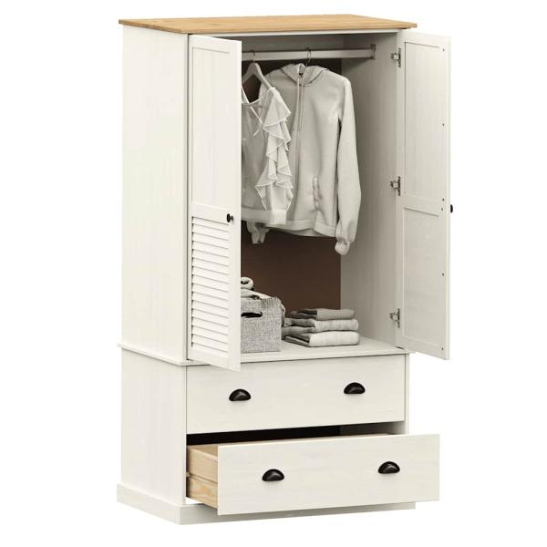 Kleiderschrank VIGO Weiß 90x55x170 cm Massivholz Kiefer