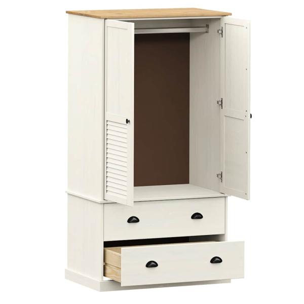 Kleiderschrank VIGO Weiß 90x55x170 cm Massivholz Kiefer