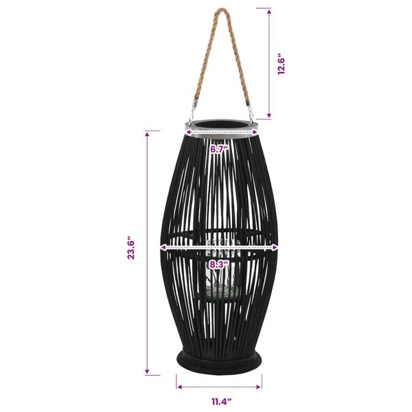 Hängender Kerzenleuchter Bambus Schwarz 60 cm