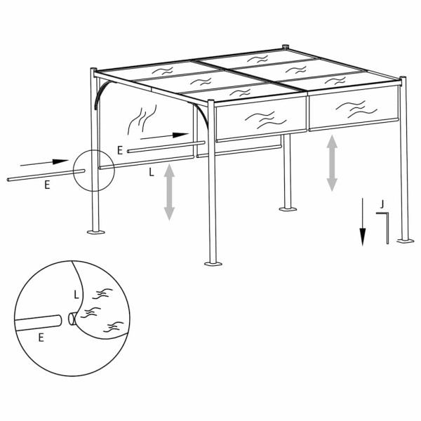 Pergola mit Verstellbarem Dach Cremeweiß 3x3 m Stahl