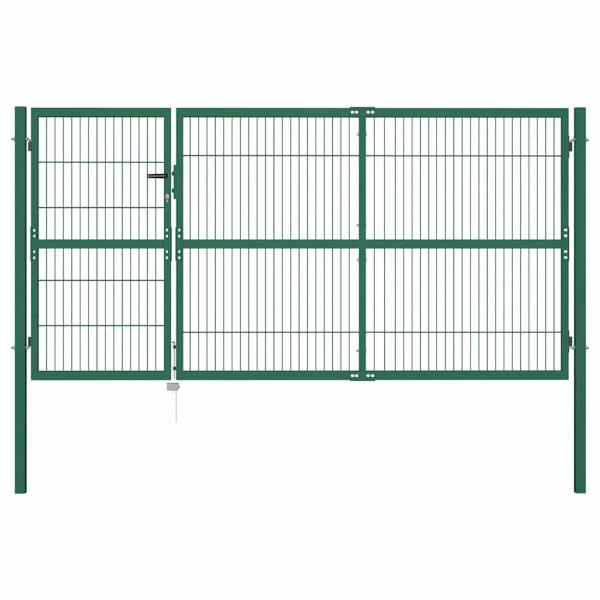 ARDEBO.de - Gartentor mit Pfosten 350x140 cm Stahl Grün