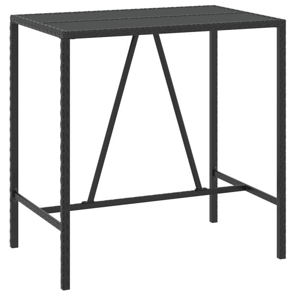 7-tlg. Gartenbar-Set Schwarz Poly Rattan & Massivholz Akazie