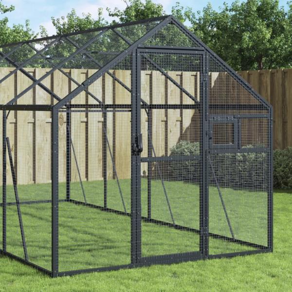 ARDEBO.de - Voliere Anthrazit 1,79x10x1,85 m Aluminium