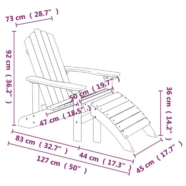 Adirondack-Gartenstühle 2 Stk. mit Hockern HDPE Braun
