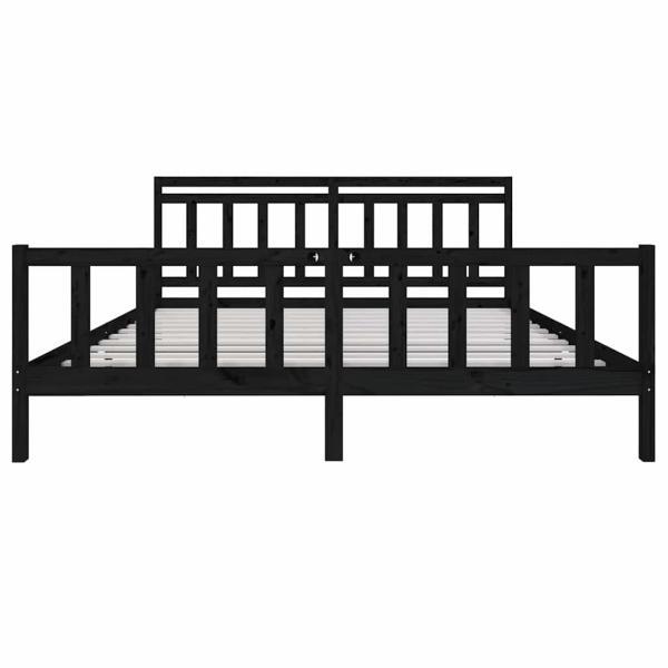 Massivholzbett Schwarz 200x200 cm