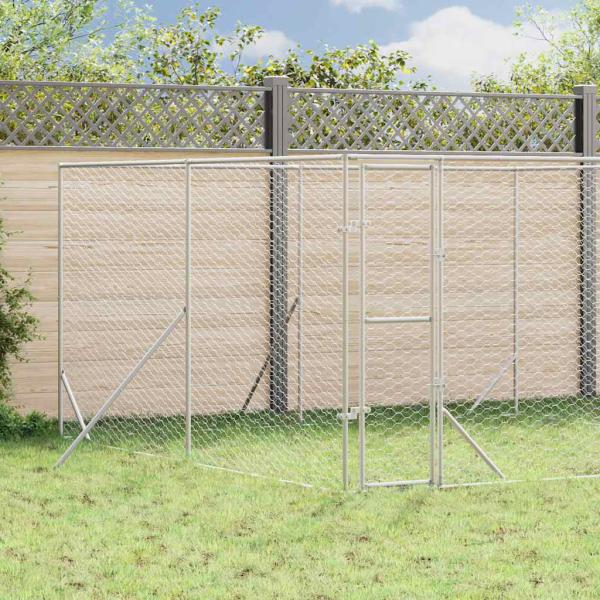 ARDEBO.de - Outdoor-Hundezwinger Silbern 4x4x2 m Verzinkter Stahl
