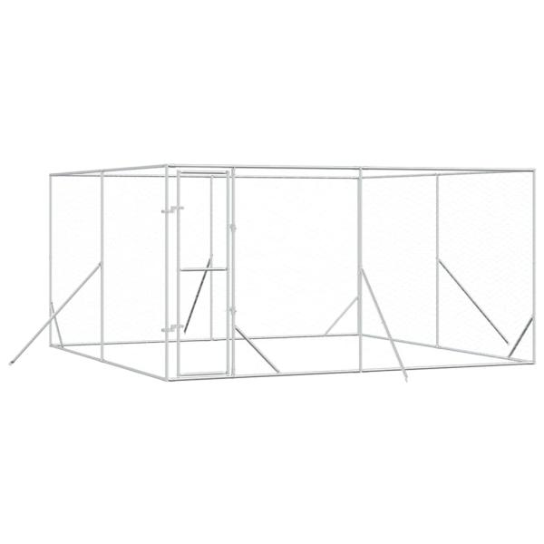 Outdoor-Hundezwinger Silbern 4x4x2 m Verzinkter Stahl