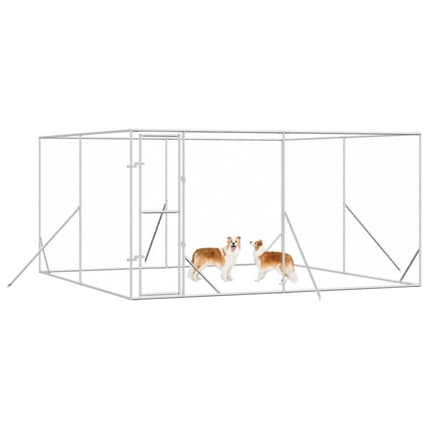 Outdoor-Hundezwinger Silbern 4x4x2 m Verzinkter Stahl
