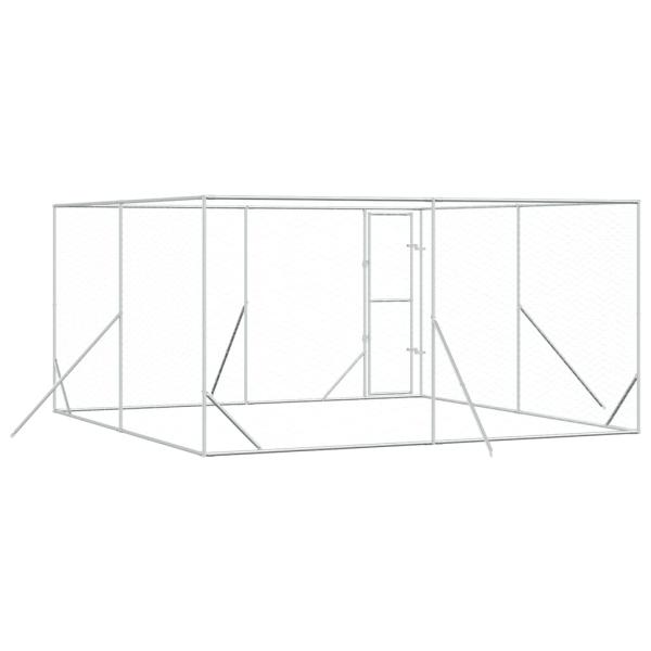Outdoor-Hundezwinger Silbern 4x4x2 m Verzinkter Stahl