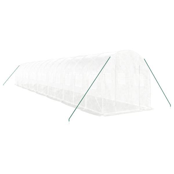 Gewächshaus mit Stahlrahmen Weiß 28 m² 14x2x2 m