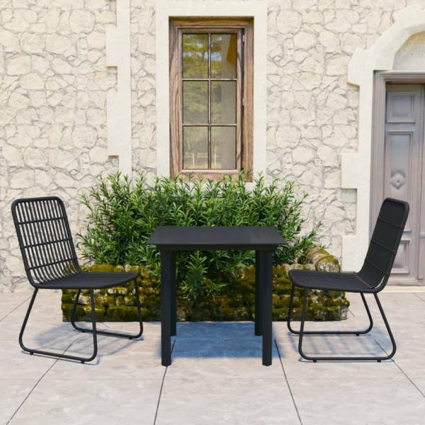 ARDEBO.de - 3-tlg. Garten-Essgruppe Poly Rattan und Glas