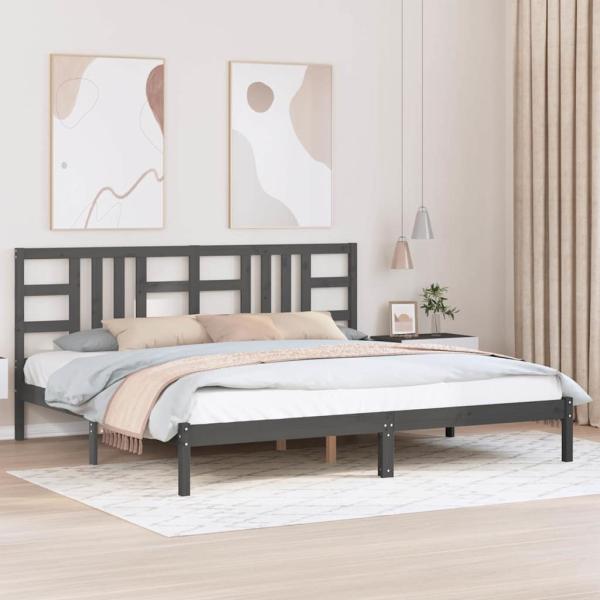 ARDEBO.de - Massivholzbett Grau 200x200 cm