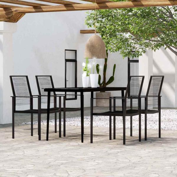 ARDEBO.de - 5-tlg. Garten-Essgruppe Schwarz