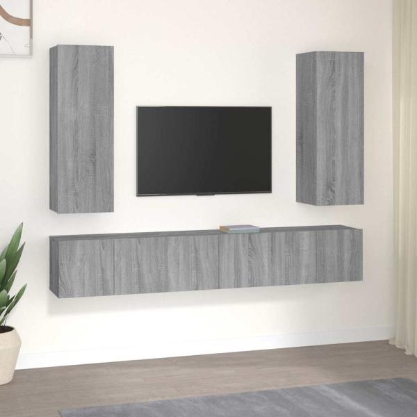 ARDEBO.de - 5-tlg. TV-Schrank-Set Grau Sonoma Holzwerkstoff