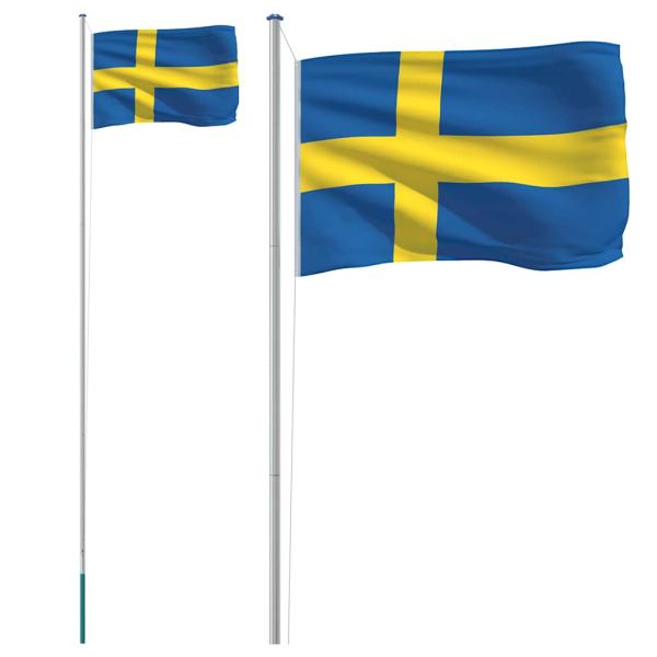 Flagge Schwedens mit Mast 6,08 m Aluminium