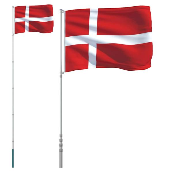 Flagge Dänemarks mit Mast 5,5 m Aluminium
