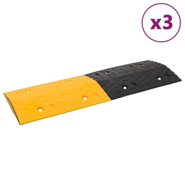 ARDEBO.de - Bodenschwellen 3 Stk. Gelb & Schwarz 97x32,5x4 cm Gummi