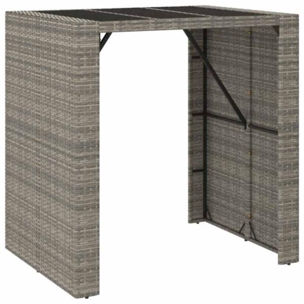 5-tlg. Gartenbar-Set Grau Poly Rattan