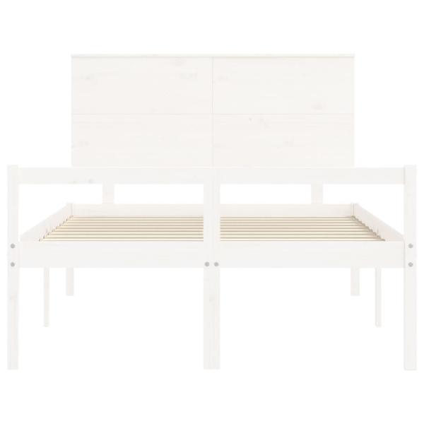 Seniorenbett mit Kopfteil 120x200 cm Weiß Massivholz