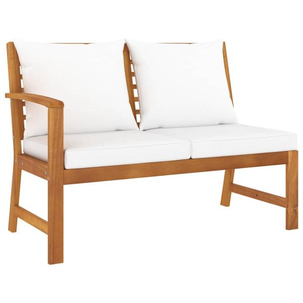 4-tlg. Garten-Lounge-Set mit Auflagen Creme Massivholz Akazie