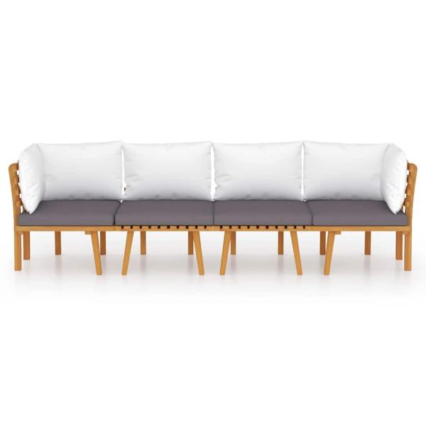 4-tlg. Garten-Lounge-Set mit Kissen Massivholz Akazie