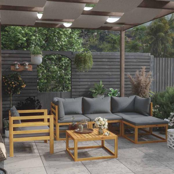 ARDEBO.de - 6-tlg. Garten-Lounge-Set mit Auflagen Massivholz Akazie