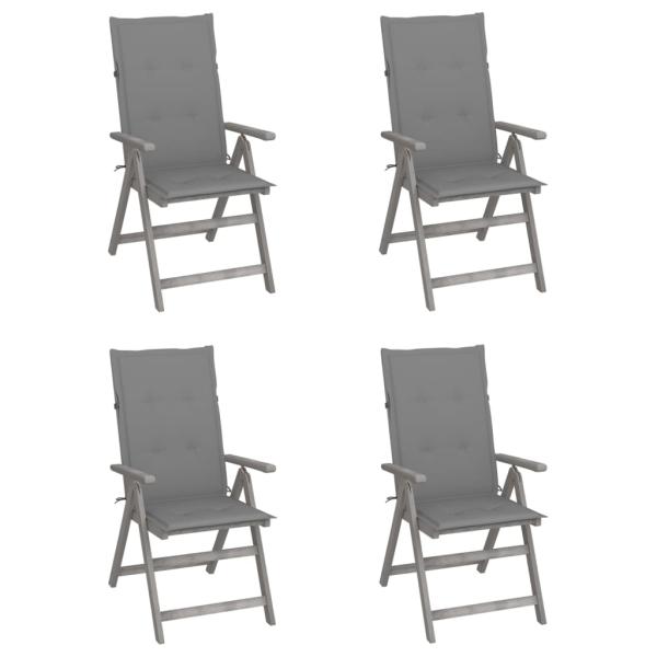 ARDEBO.de - Verstellbare Gartenstühle 4 Stk. mit Auflagen Massivholz Akazie