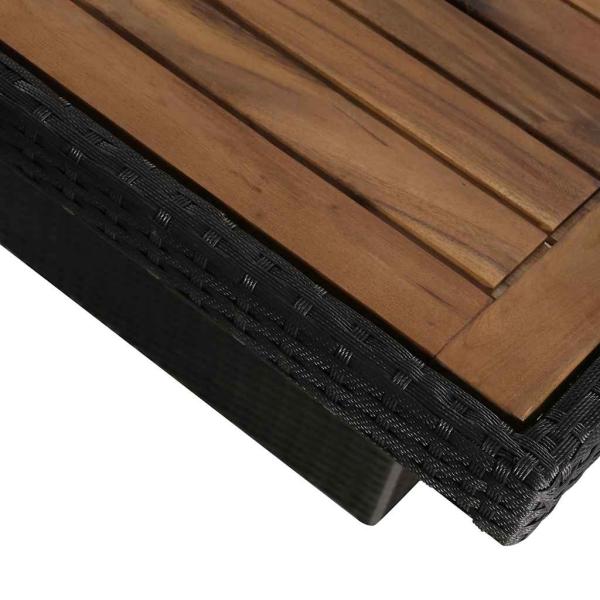9-tlg. Garten-Essgruppe mit Auflagen Poly Rattan Schwarz