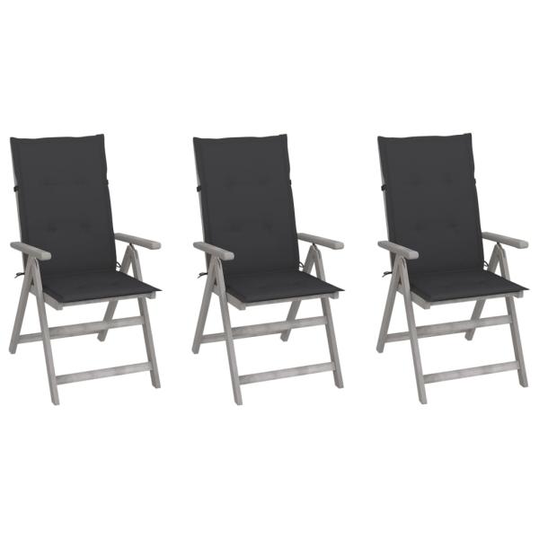 ARDEBO.de - Verstellbare Gartenstühle 3 Stk. mit Auflagen Massivholz Akazie