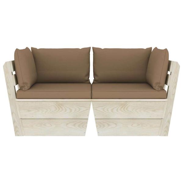 Garten-Palettensofa 2-Sitzer mit Kissen Fichtenholz