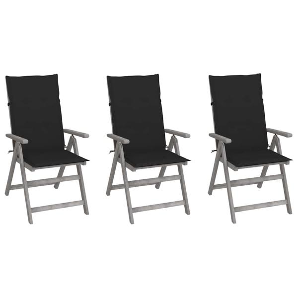 ARDEBO.de - Verstellbare Gartenst?hle 3 Stk. mit Auflagen Massivholz Akazie