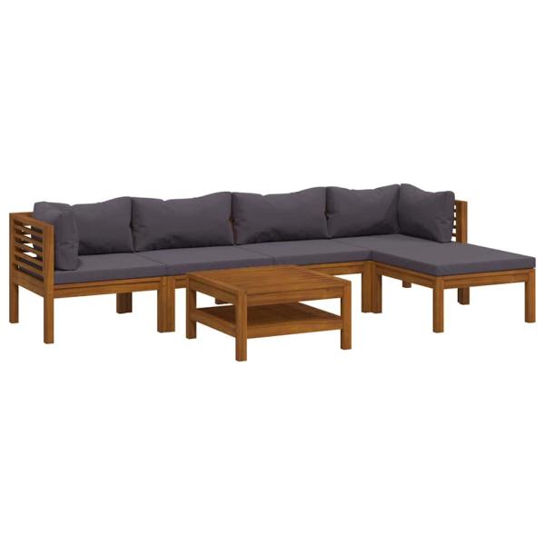 7-tlg. Garten-Lounge-Set mit Auflage Massivholz Akazie