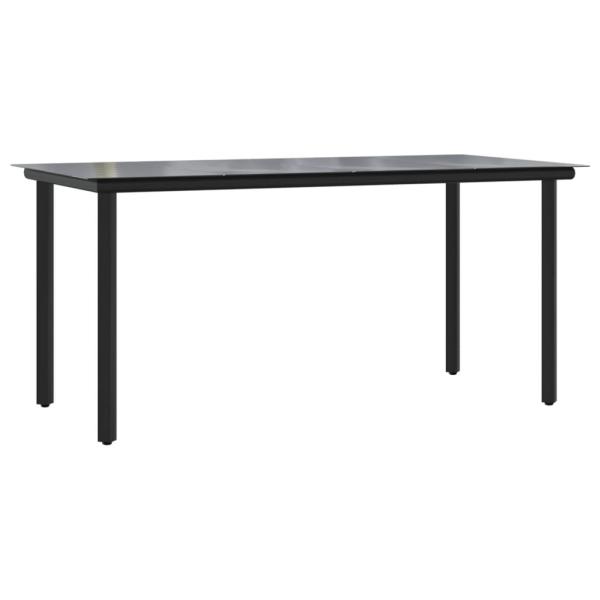 9-tlg. Garten-Essgruppe mit Kissen Schwarz und Grau Poly Rattan