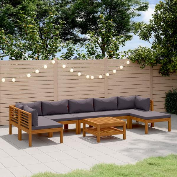 ARDEBO.de - 8-tlg. Garten-Lounge-Set mit Auflage Massivholz Akazie