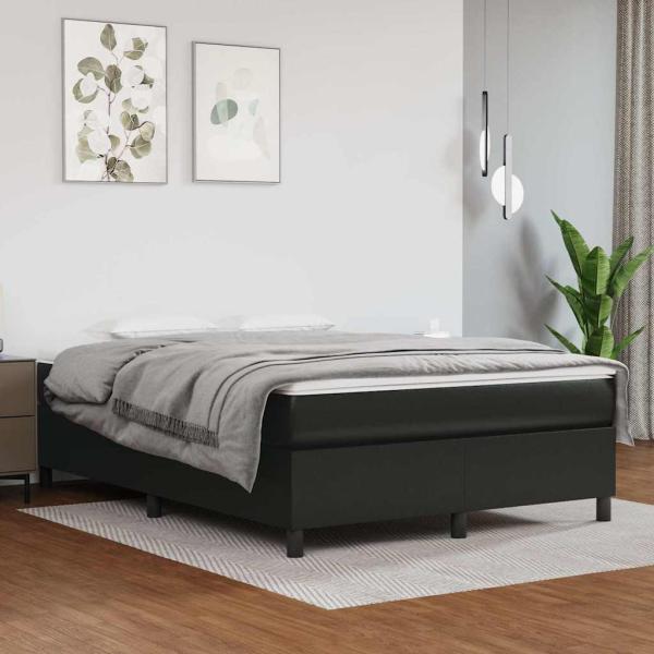ARDEBO.de - Boxspringbett mit Matratze Schwarz 140x200 cm Kunstleder
