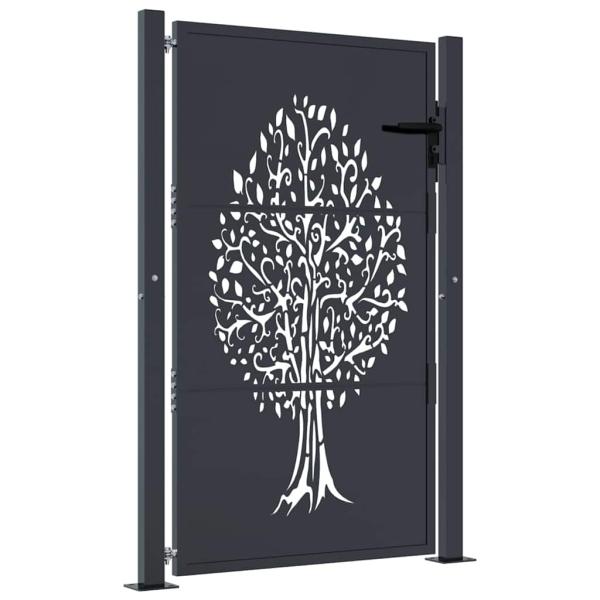 Gartentor Anthrazit 100x125 cm Stahl Baum-Design