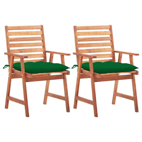 ARDEBO.de - Garten-Essstühle 2 Stk. mit Kissen Massivholz Akazie