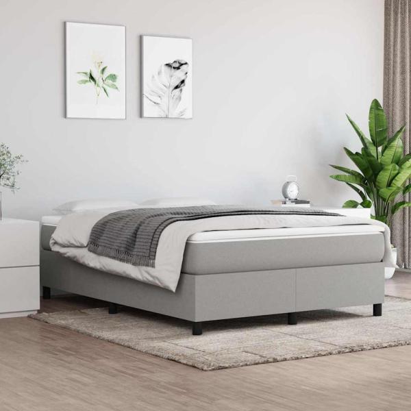 ARDEBO.de - Boxspringbett mit Matratze Hellgrau 140x200 cm Stoff
