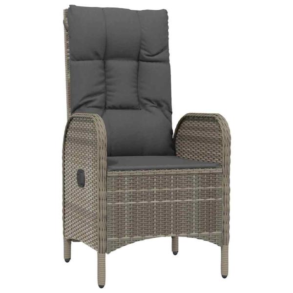 5-tlg. Garten-Essgruppe mit Kissen Schwarz und Grau Poly Rattan