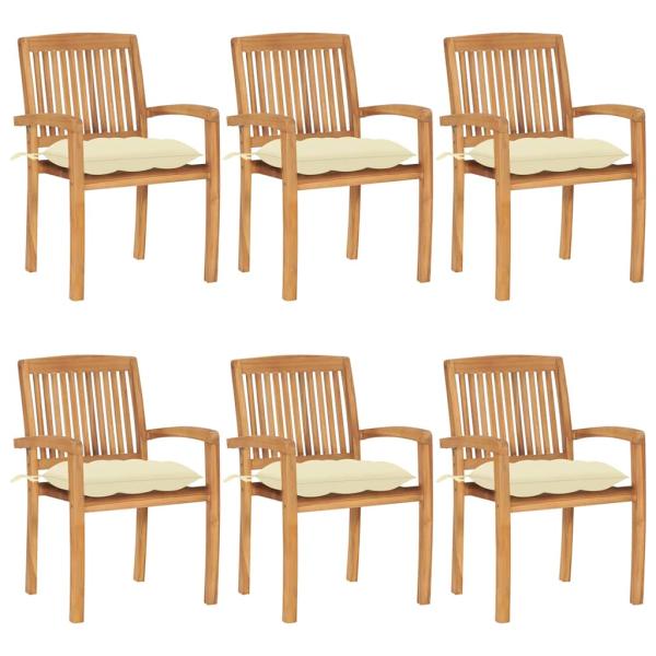 ARDEBO.de - Stapelbare Gartenst?hle mit Kissen 6 Stk. Massivholz Teak