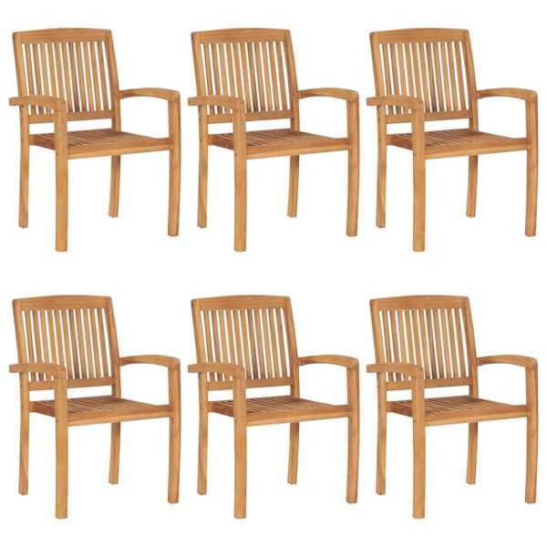 Stapelbare Gartenst?hle mit Kissen 6 Stk. Massivholz Teak