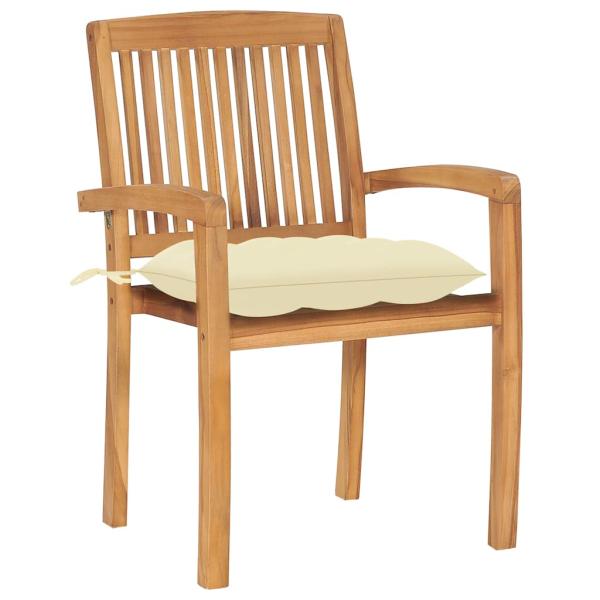 Stapelbare Gartenst?hle mit Kissen 6 Stk. Massivholz Teak