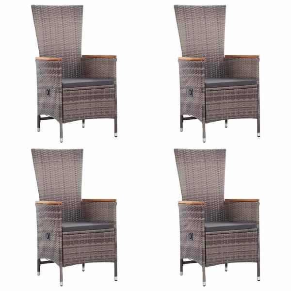 7-tlg. Garten-Essgruppe Poly Rattan Grau