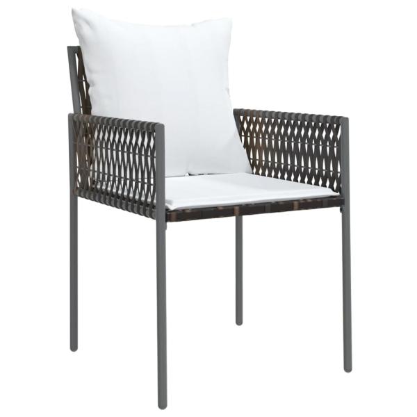 5-tlg. Garten-Essgruppe mit Kissen Poly Rattan und Stahl