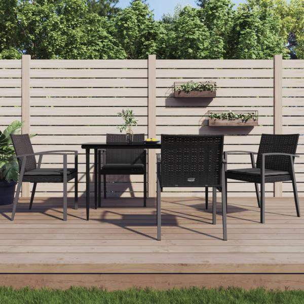 ARDEBO.de - Gartenstühle mit Kissen 4 Stk. Schwarz 56,5x57x83cm Poly Rattan